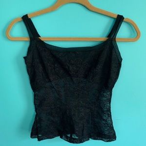 Tops - Black Lace Bra Corset Cropped Top Tops - Black Lace Bra Corset Cropped Top